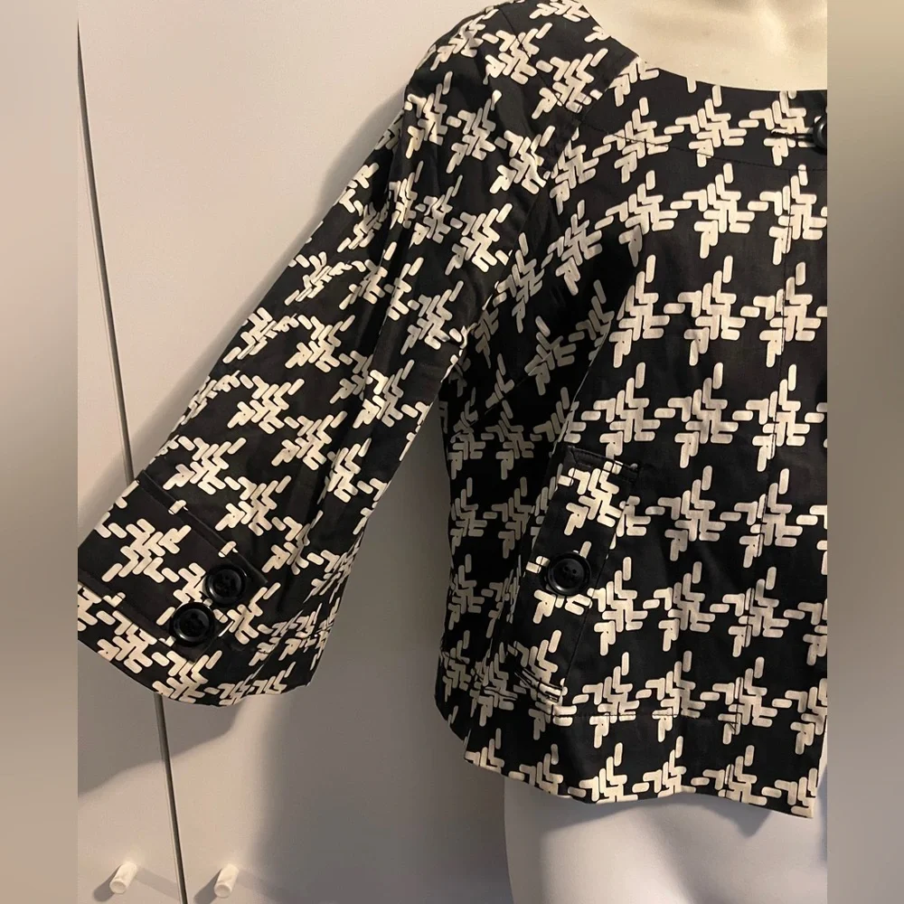 Metrostyle women’s vintage cotton blend black/white houndstooth jacket Size 4 - Picture 2 of 7